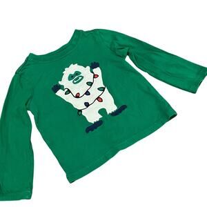 Crazy 8 2t Long Sleeve Shirt Yeti Christmas Lights Appliqué Holiday Green